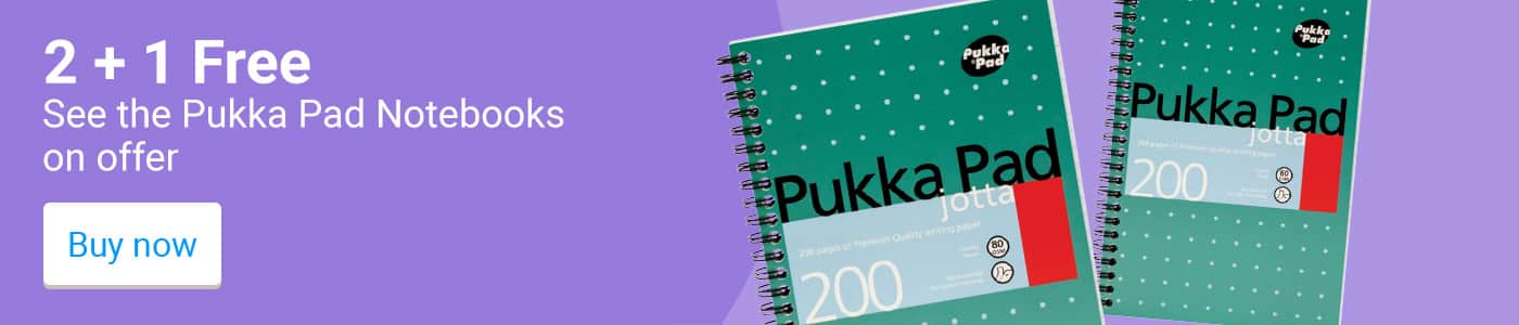 2 + 1 Free. See the Pukka Pad Notebooks on offer